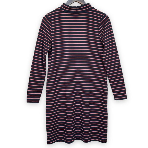 J.Jill Turtleneck Sweater Dress Women Size‎ M Purple Stripe Pockets Stretch - Picture 2 of 12